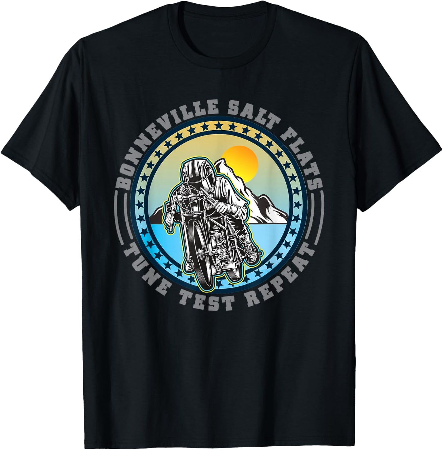 Bonneville Salt Flats Vintage Retro Motorcycle Rider T-Shirt - T-Shirt | Black