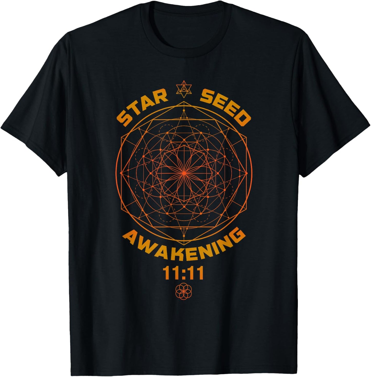 Starseed Awakening 1111 Sacred Geometry T-Shirt - T-Shirt | Black