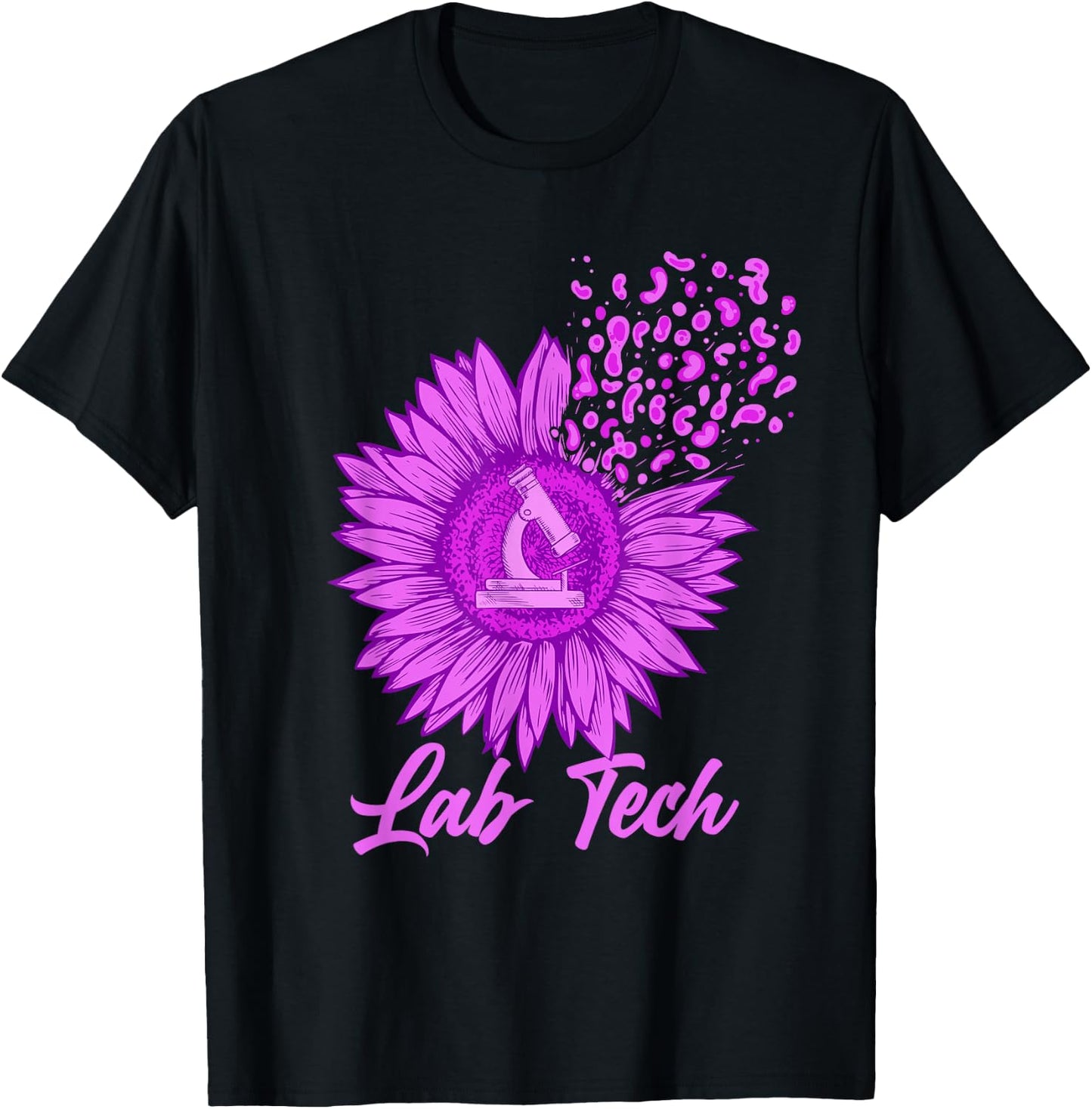 Lab Tech - Sunflower Microscope Laboratory Technician Lover T-Shirt - T-Shirt | Black