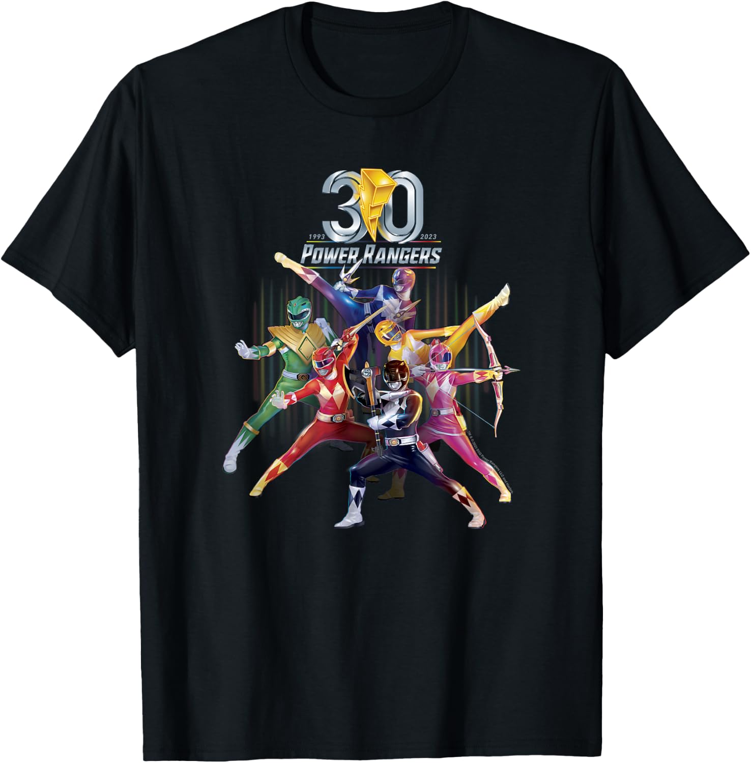 Power Rangers 30th Anniversary Mighty Morphin Vintage Poster Small T-Shirt - T-Shirt | Black