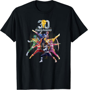 Power Rangers 30th Anniversary Mighty Morphin Vintage Poster Small T-Shirt - T-Shirt | Black