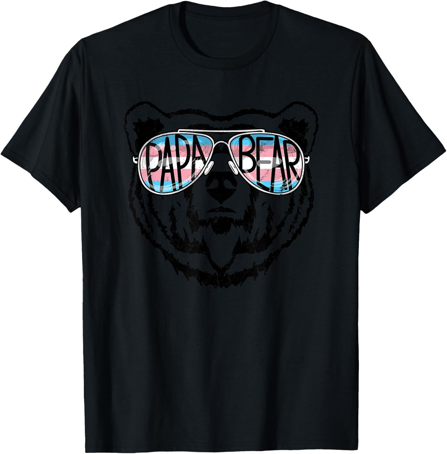 Trans Papa Bear Pride Proud Dad Ally Transgender Rainbow T-Shirt - T-Shirt | Black