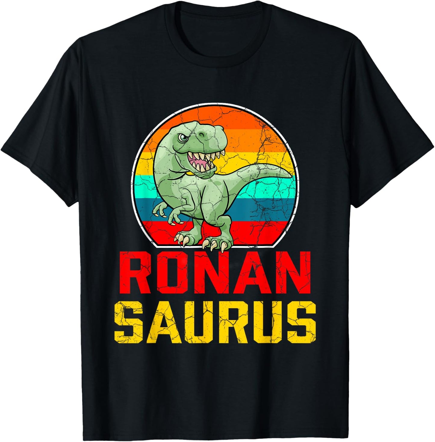 Ronan Saurus Family Reunion Last Name Team Funny Custom T-Shirt - T-Shirt | Black
