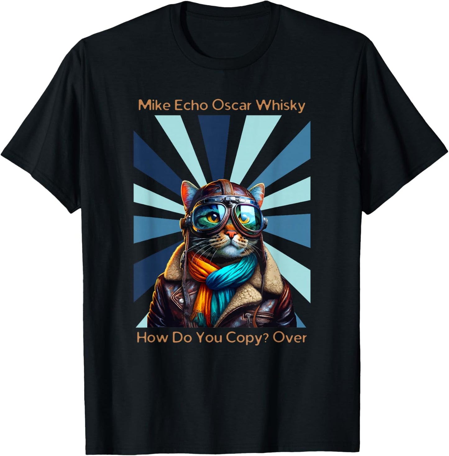 Cats Vintage Apparel Cat Pilot Mike Echo Oscar Whisky How Do You Copy , Small T-Shirt - T-Shirt | Black