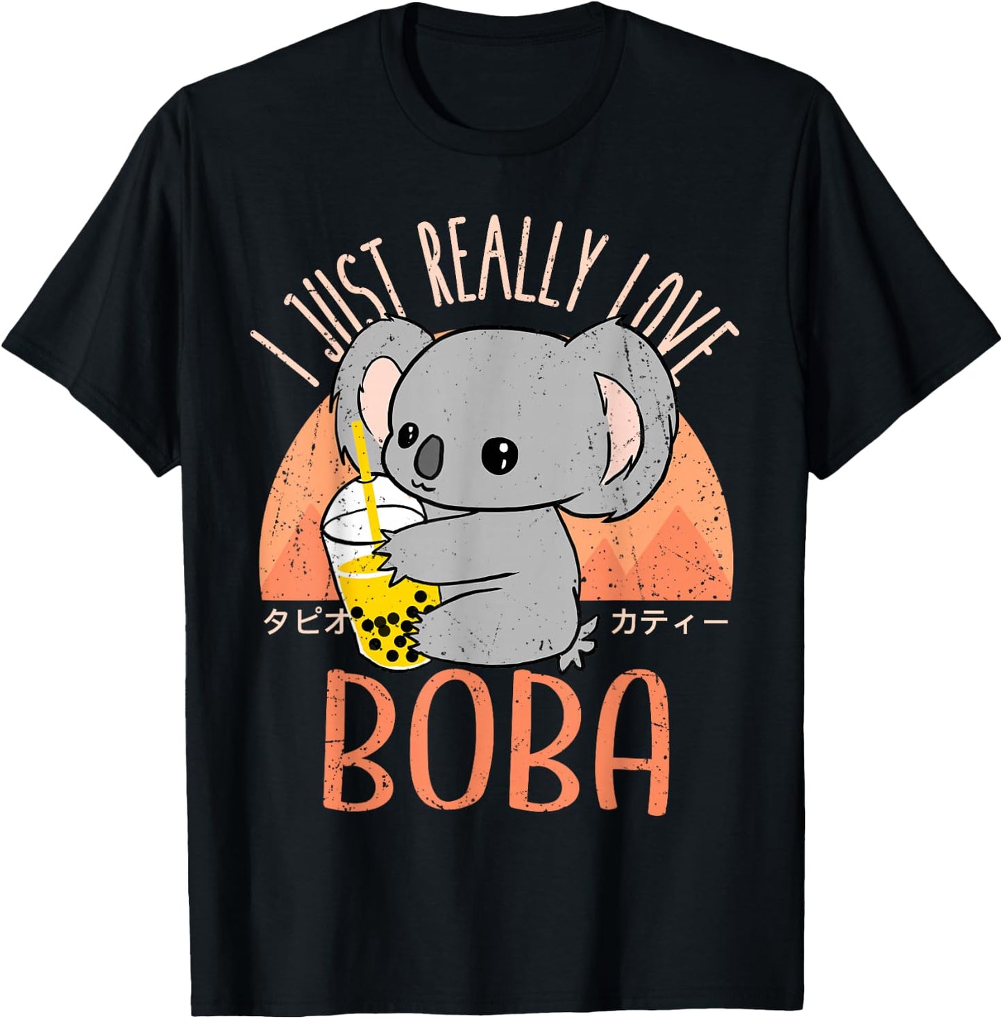 Kawaii Koala I Just Love Boba Bubble Tea T-Shirt - T-Shirt | Black