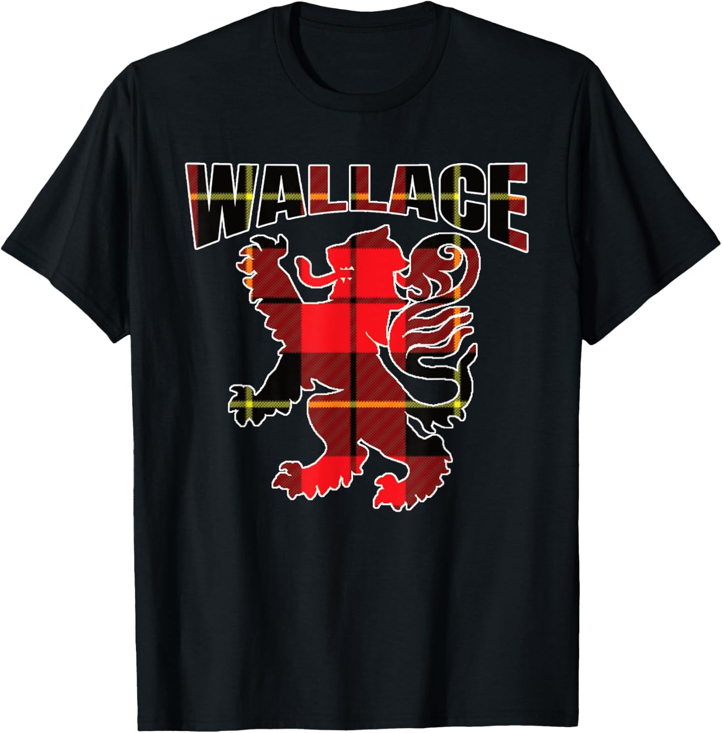 Wallace Clan Kilt Tartan Lion Namesake Modern T-Shirt - T-Shirt | Black