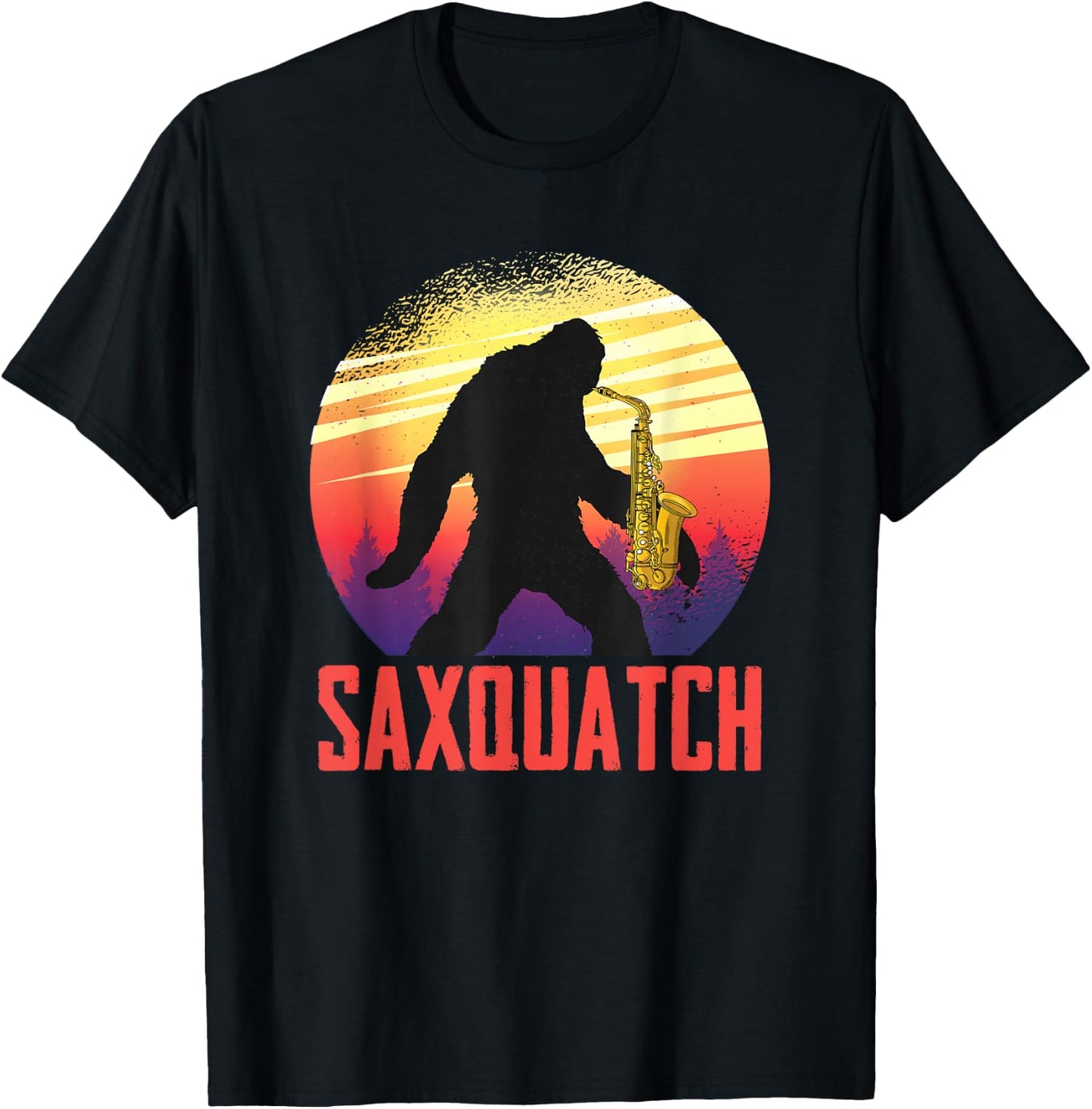 Jazz Saxophone Bigfoot Saxsquatch Musician For Saxophonist T-Shirt - T-Shirt | Black