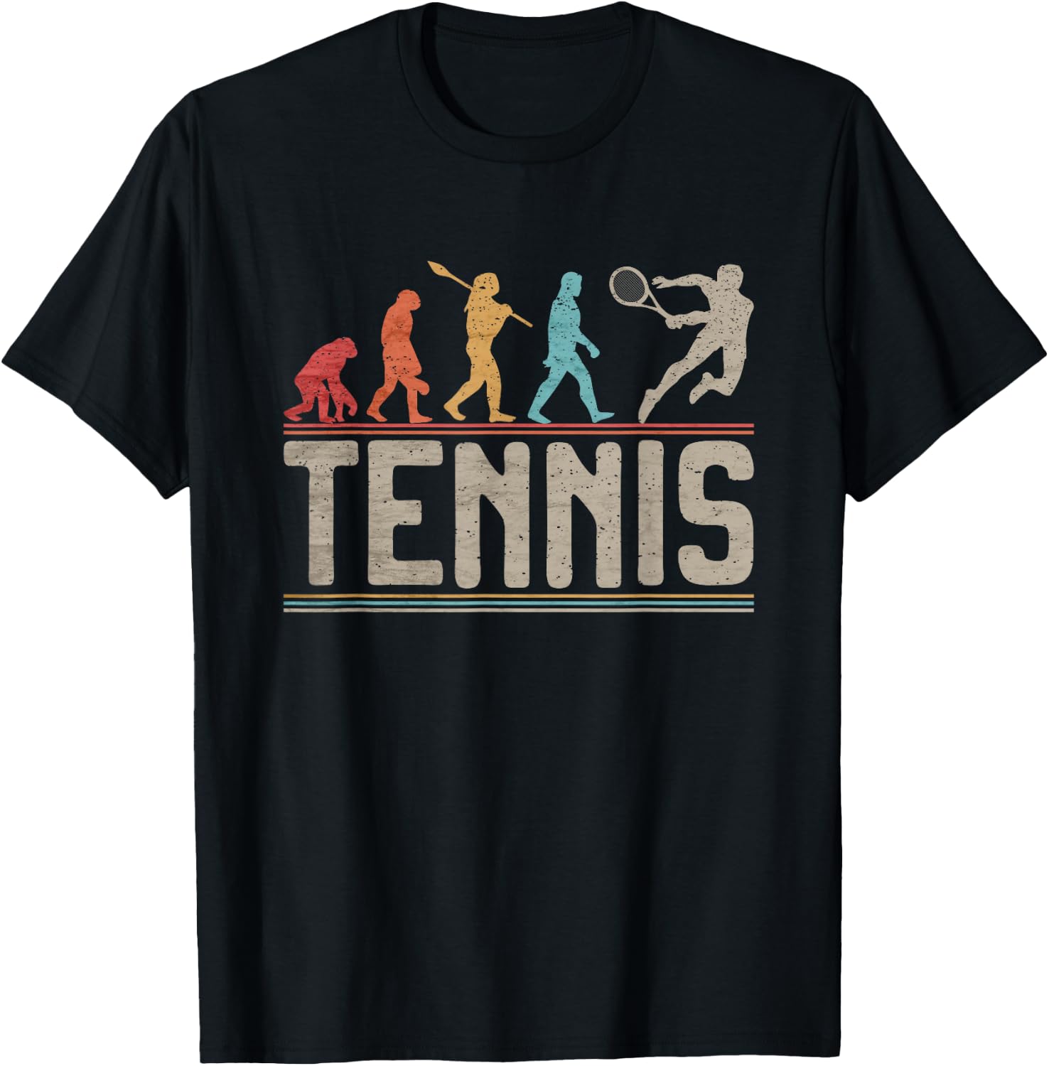 Tennis Player Evolution of Man Vintage Tennis Lover T-Shirt - T-Shirt | Black