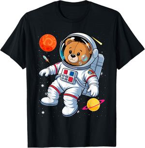 Funny Space Teddy Costume for Bear and Astronaut Lovers T-Shirt - T-Shirt | Black