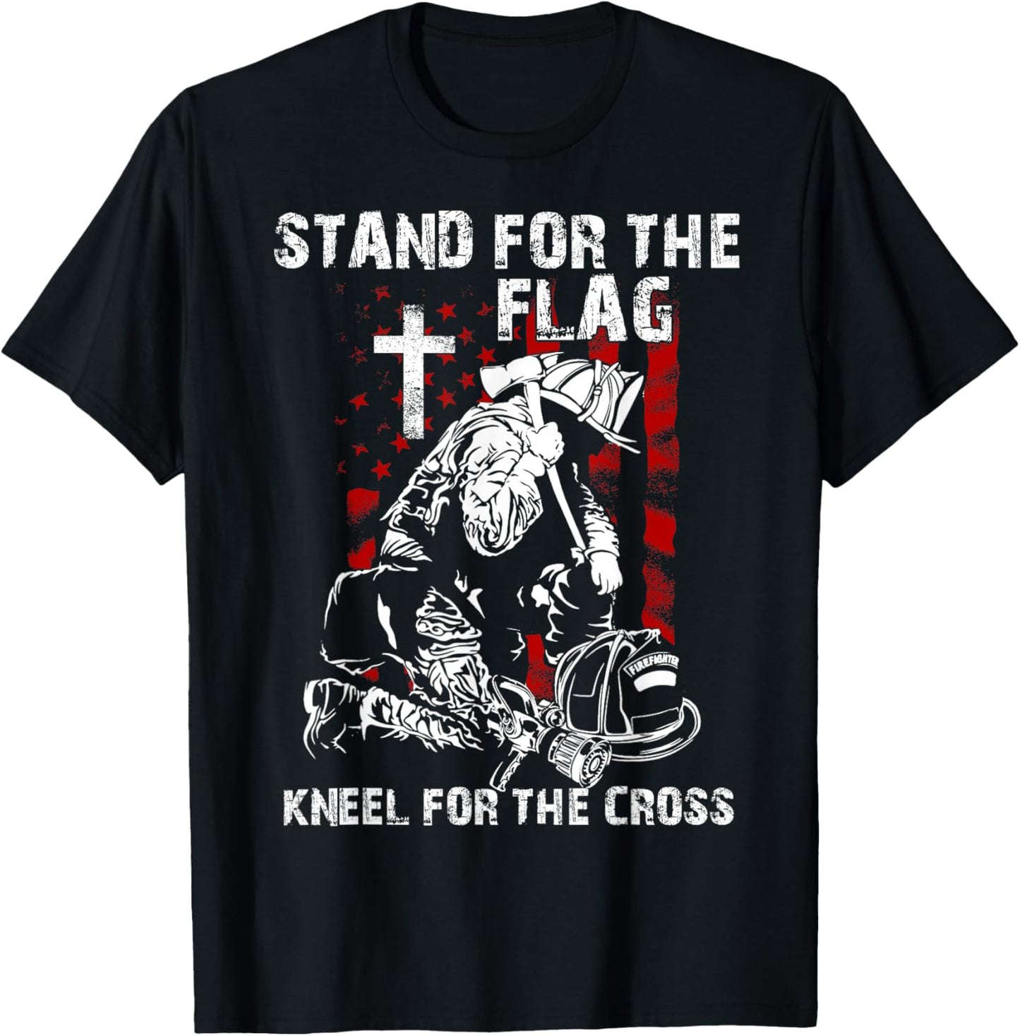 I Stand for the Flag and Kneel for the Cross Shirt USA Flag T-Shirt - T-Shirt | Black