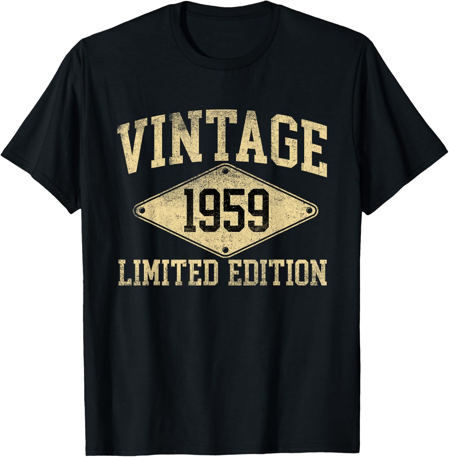 Vintage 1959 Limited Edition Year Of Birth Birthday T-Shirt - T-Shirt | Black