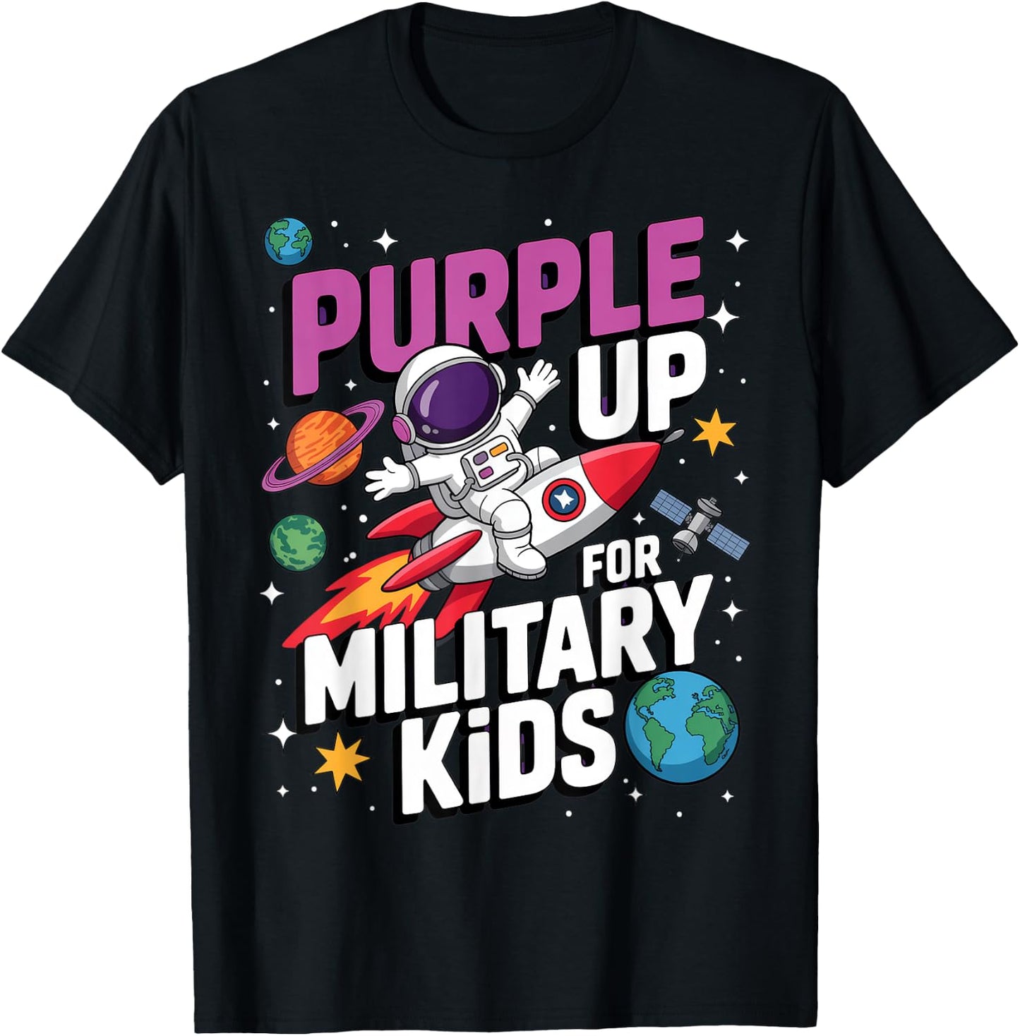 Space Theme Military T-Shirt - T-Shirt | Black