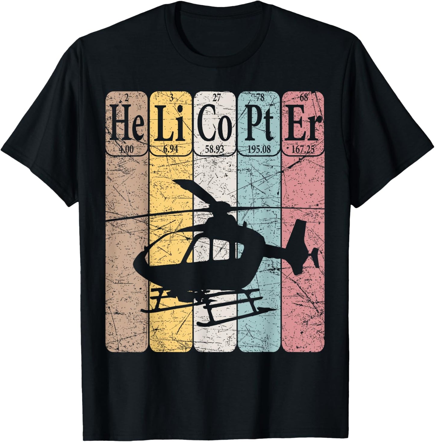 Helicopter Periodic Table Elements Aviation Helicopter Pilot T-Shirt - T-Shirt | Black