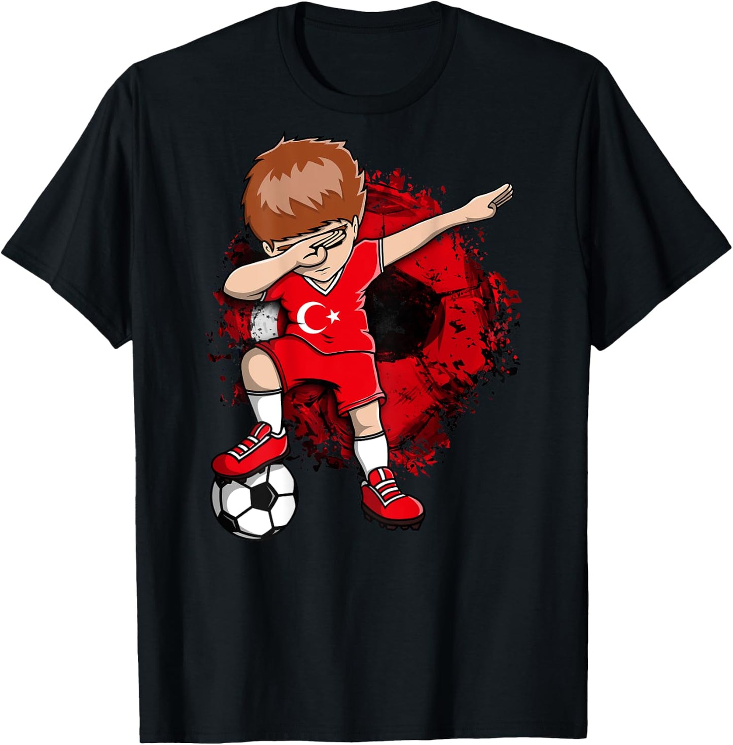 Dabbing Soccer Boy Turkey Jersey Turkish Football Lovers Art T-Shirt - T-Shirt | Black