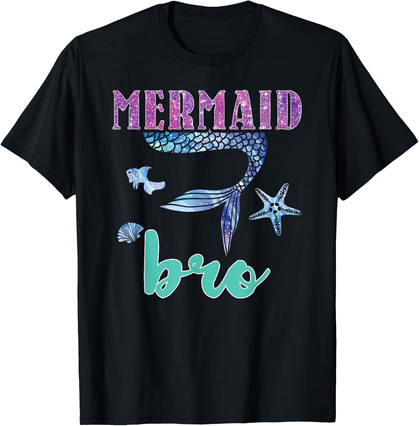 Merbro Brother of a Mermaid Bro Boy Kids Teens Men Toddlers T-Shirt - T-Shirt | Black
