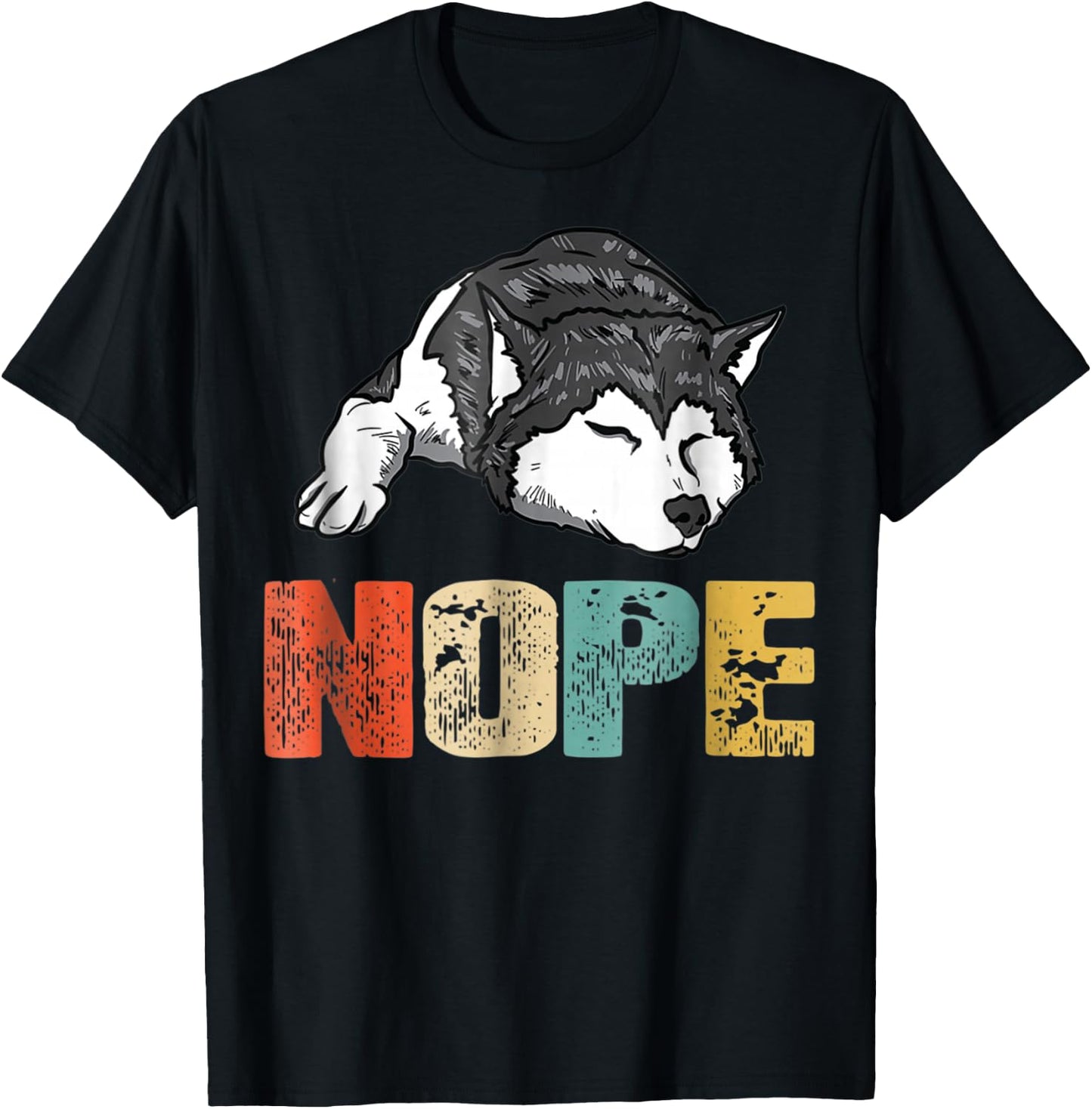 Vintage Nope Funny Siberian Husky Dog Lover Women T-Shirt - T-Shirt | Black