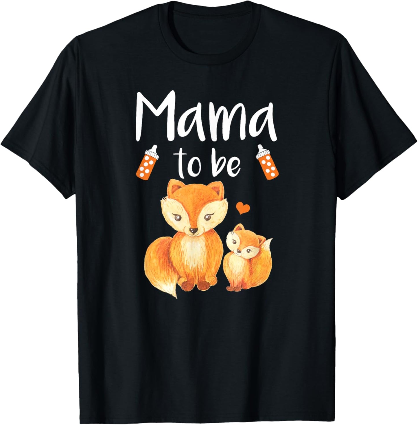 Mama To Be Fox Baby Shower Cute Forest Animal T-Shirt - T-Shirt | Black
