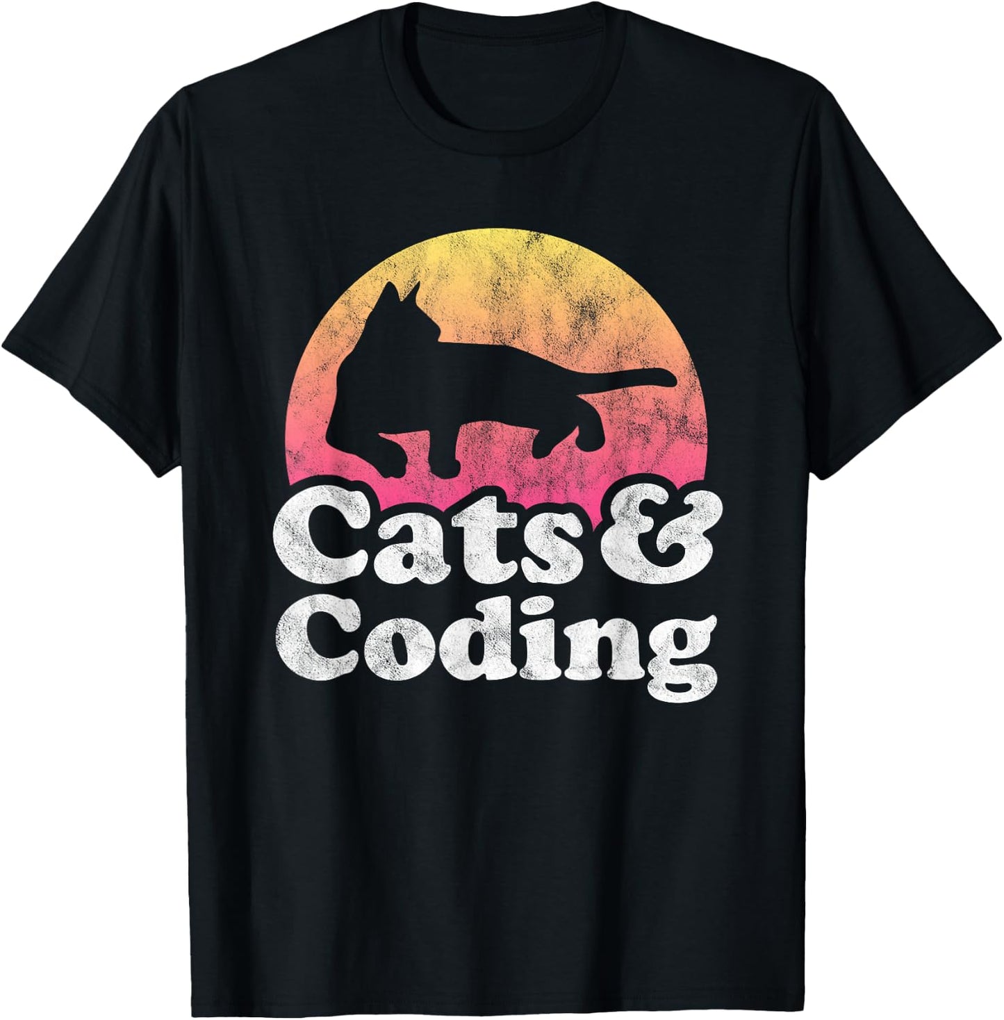 Cats and Coding Men's or Women's Cat and Coder T-Shirt - T-Shirt | Black
