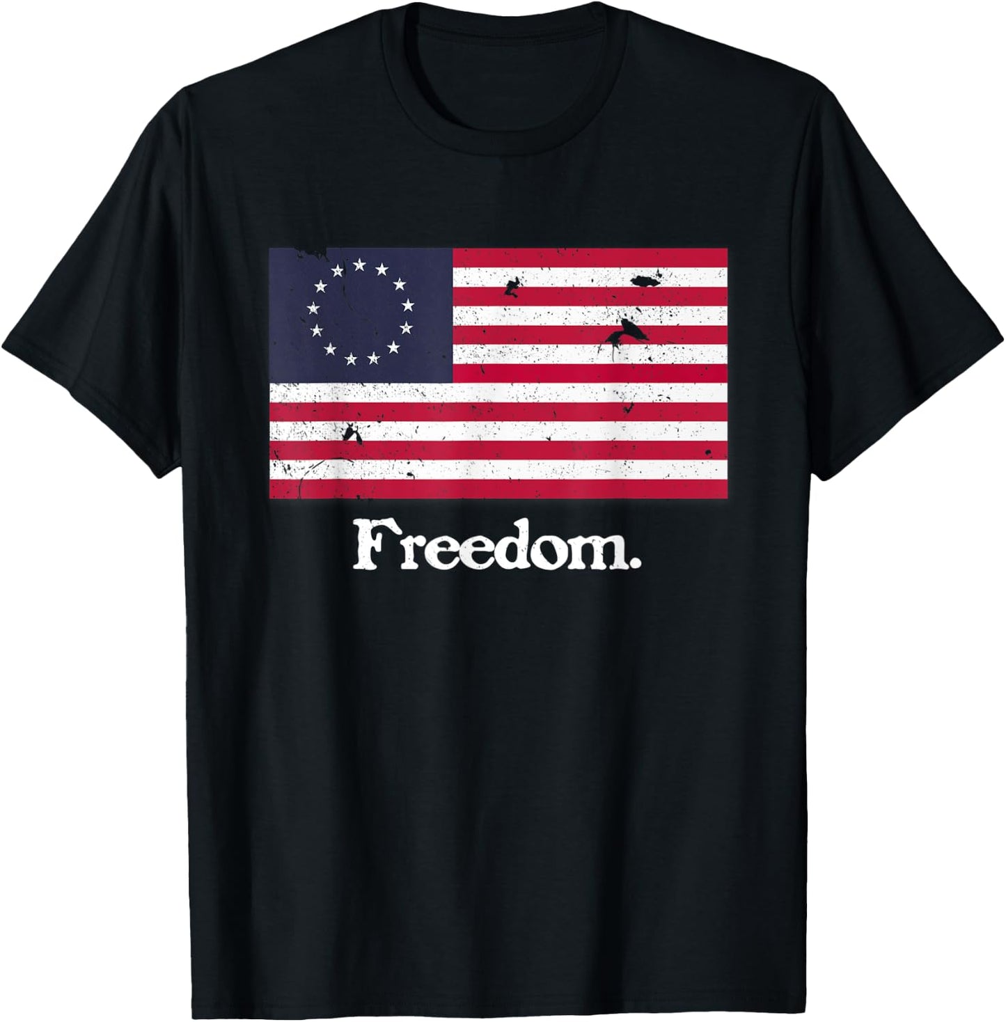 Freedom Betsy Ross Flag Shirt American Flag Distressed Men T-Shirt - T-Shirt | Black