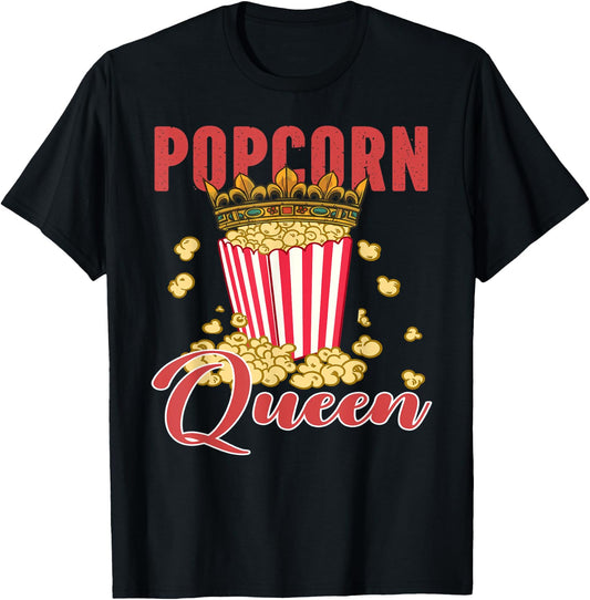 Popcorn Queen Popcorn Lover Costume T-Shirt - T-Shirt | Black