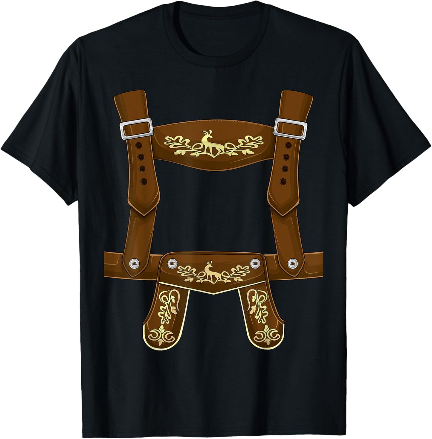 Lederhosen Suspenders Oktoberfest costume Bavarian Beer men T-Shirt - T-Shirt | Black