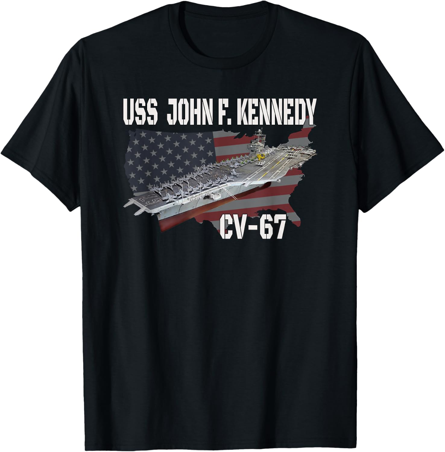 USS John F. Kennedy CV-67 Aircraft Carrier Veterans Day T-Shirt - T-Shirt | Black