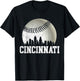 Cincinnati Vintage Baseball Distressed Gameday Retro T-Shirt - T-Shirt | Black