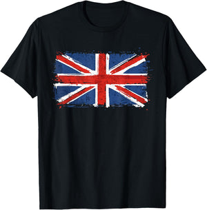 Union Jack British Flag Vintage Grunge Ripped United Kingdom T-Shirt - T-Shirt | Black