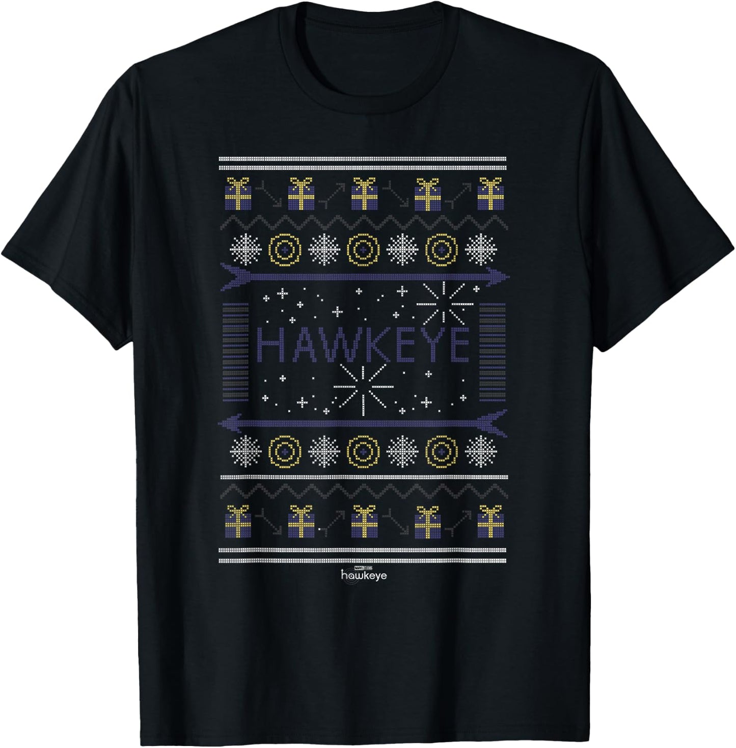 Marvel Hawkeye Christmas Sweater Logo T-Shirt - T-Shirt | Black
