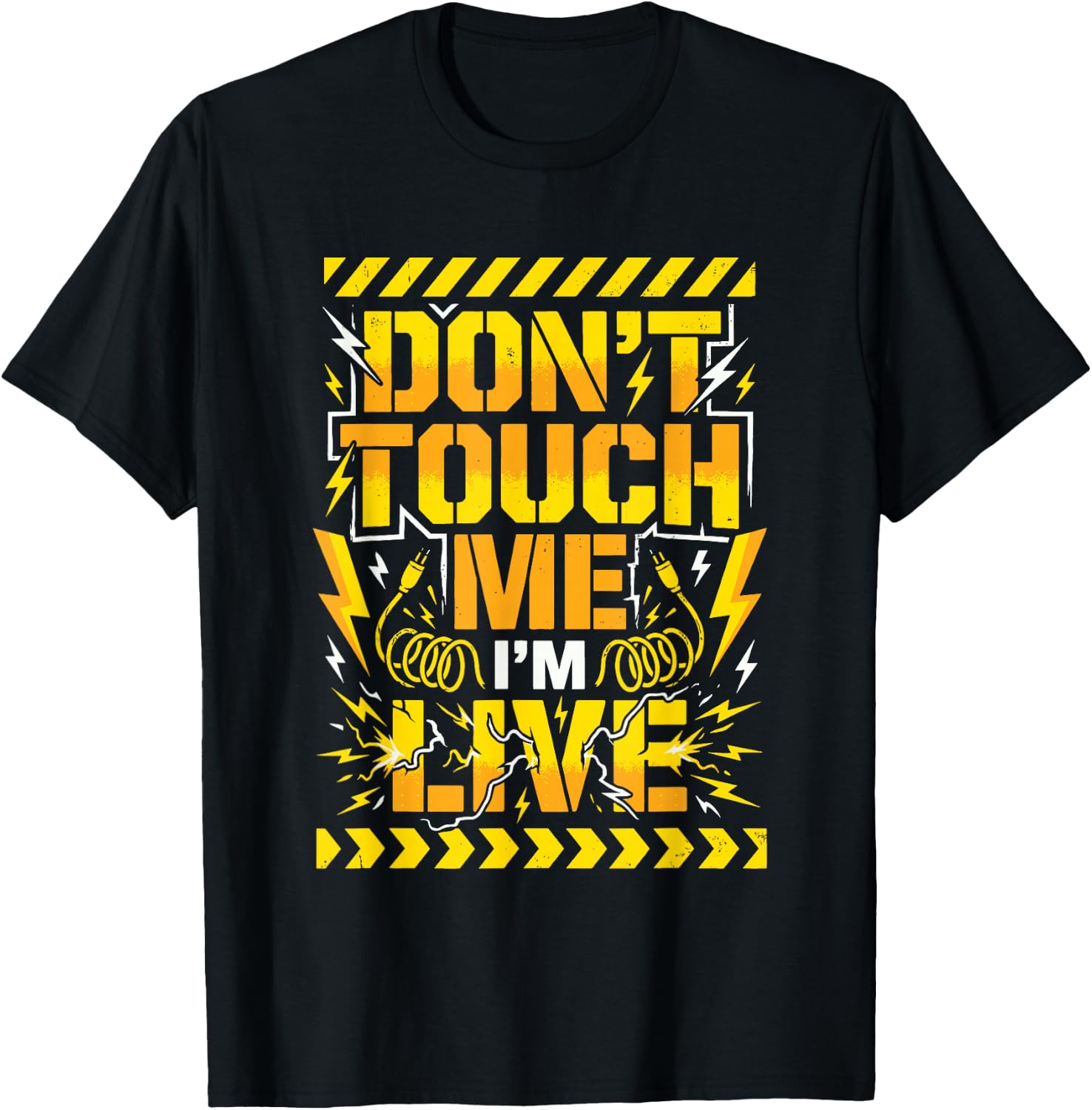 Electrician Electrical Lineman Wireman High Voltage Warning T-Shirt - T-Shirt | Black