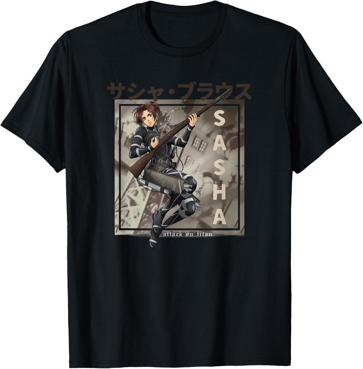 Attack on Titan Season 4 Sasha Kanji AOT Anime T-Shirt - T-Shirt | Black