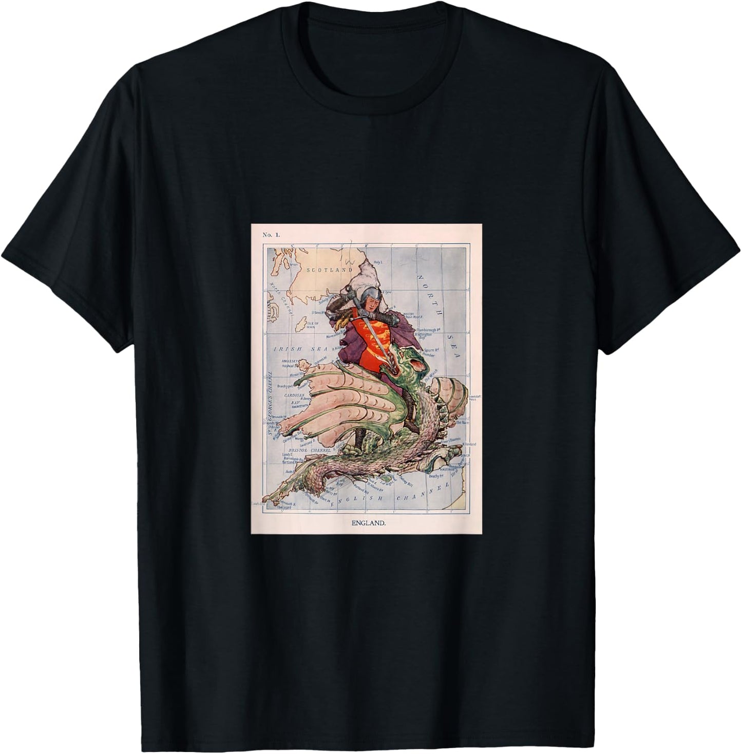 St George Slaying a Dragon T-Shirt - T-Shirt | Black