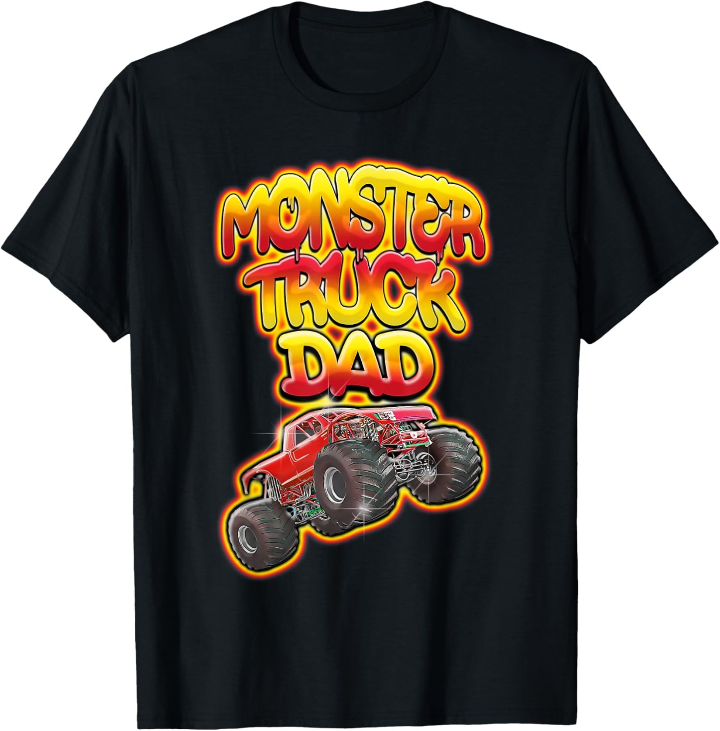 Monster Truck Dad Hot Red Graffiti Style T-Shirt - T-Shirt | Black
