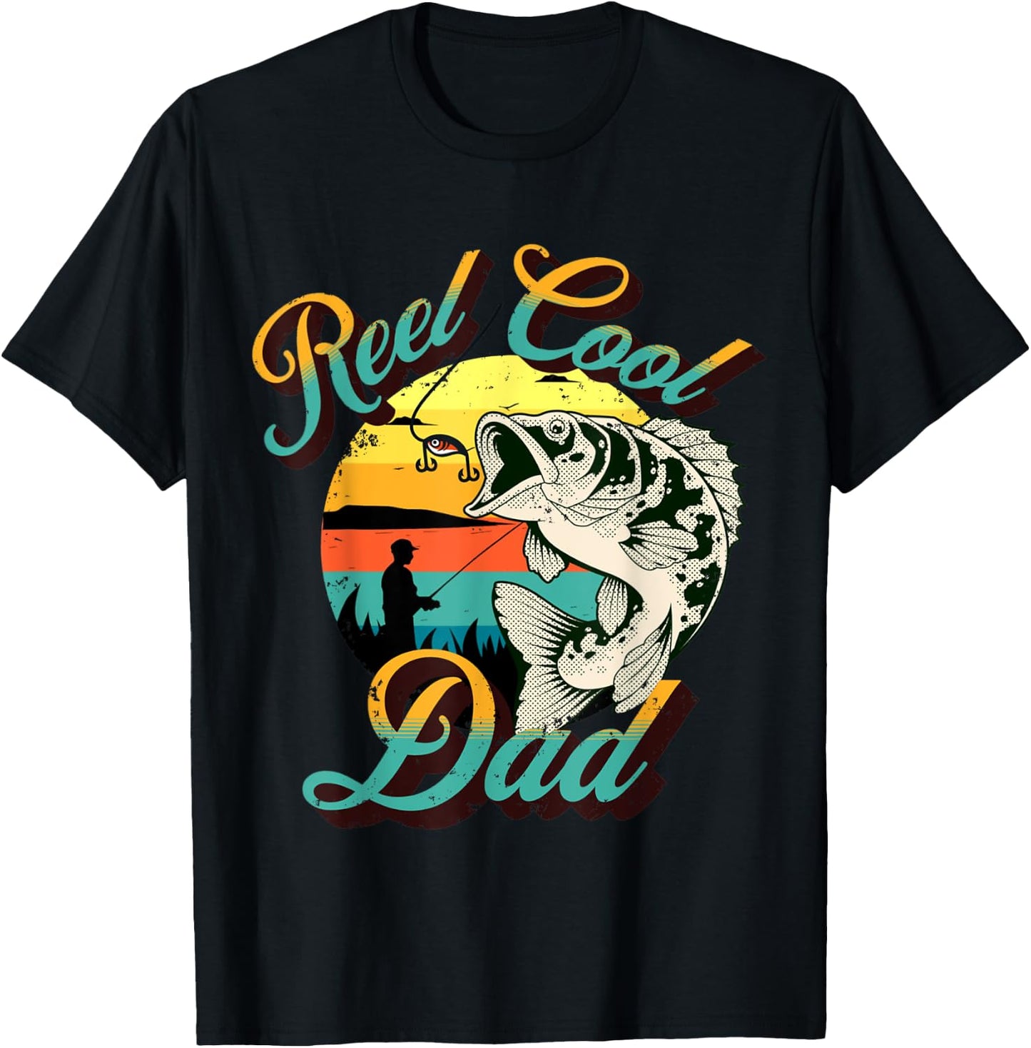 Funny Dad Fathers Day Gift Real Cool Dad Fishing, Dad Joke T-Shirt - T-Shirt | Black