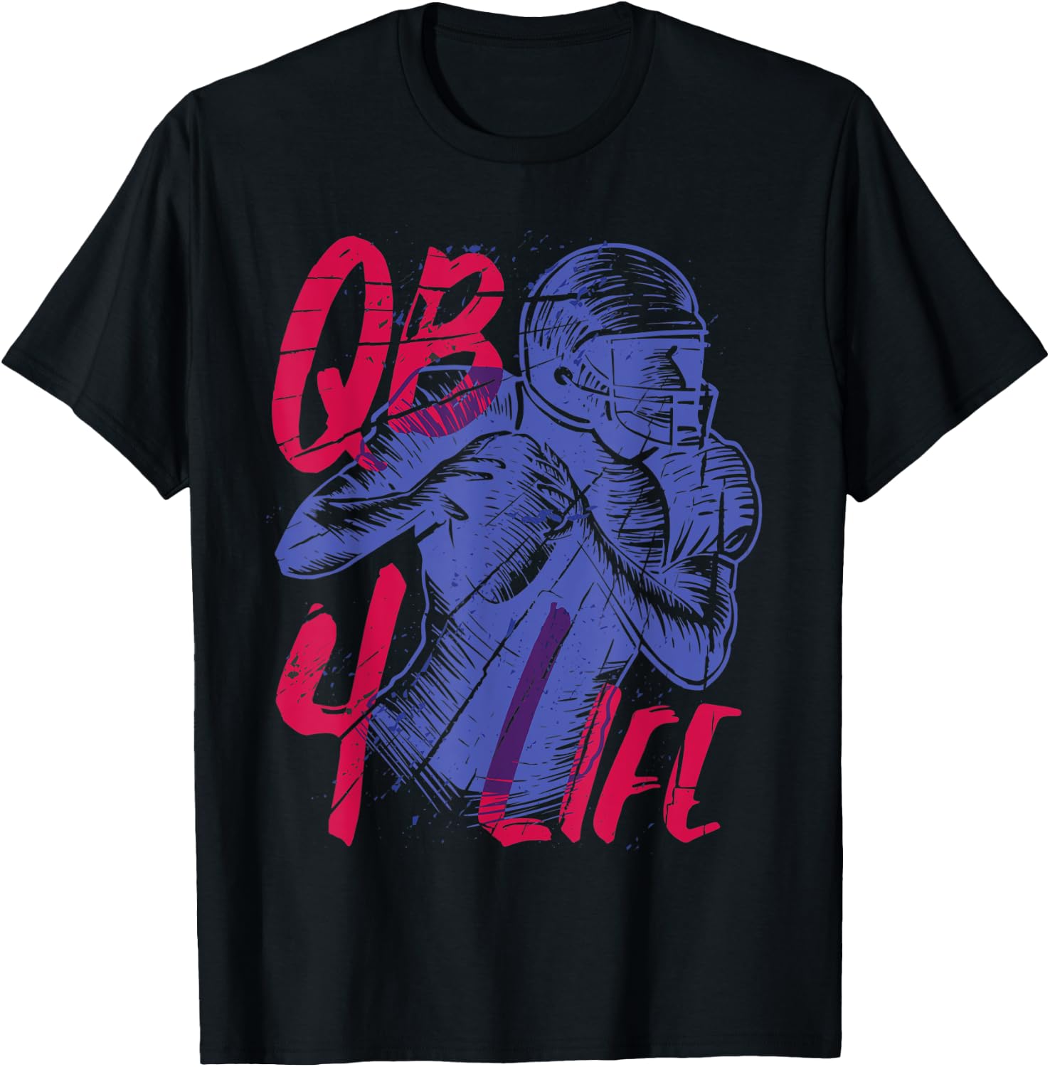American Football Team Player QB for life Quarterback Gift T-Shirt - T-Shirt | Black