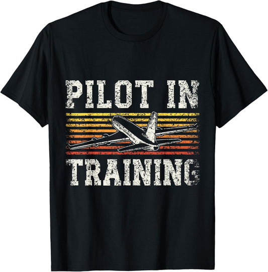 Pilot In Training Aviation Aviator Airplane Pilot T-Shirt - T-Shirt | Black