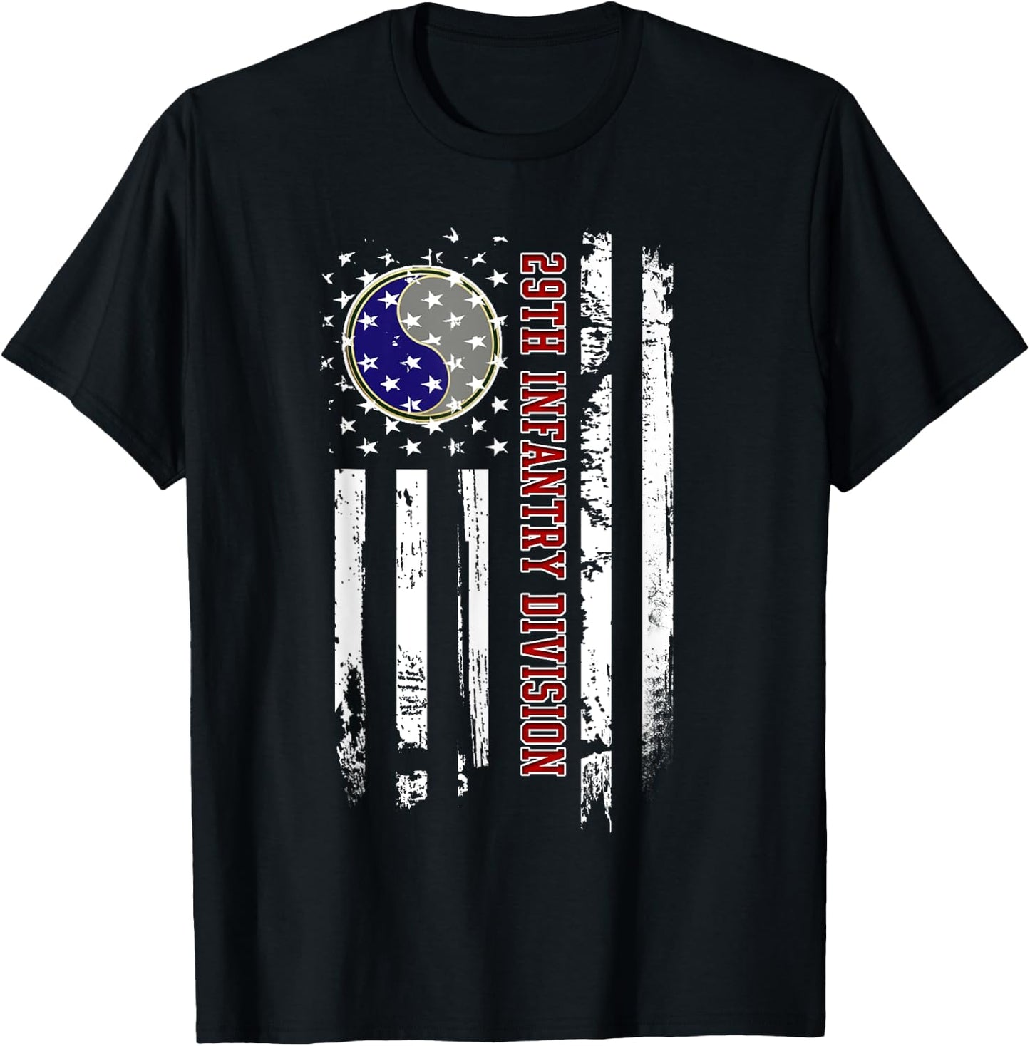 29th Infantry Division Veteran USA Flag Veterans Day Xmas Women Men T-Shirt - T-Shirt | Black