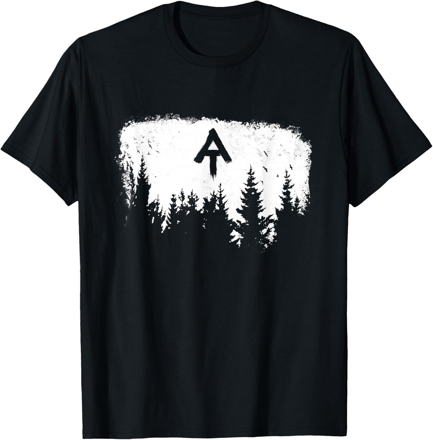 White Blaze Appalachian at Trail Minimalist Pine Tree Hike T-Shirt - T-Shirt | Black