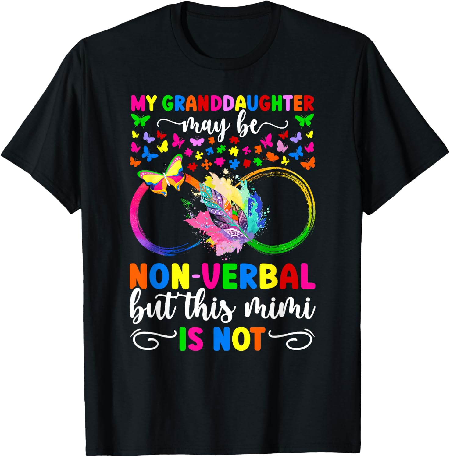 My Granddaughter Proud Autism Mimi Autism Warrior Mimi T-Shirt - T-Shirt | Black
