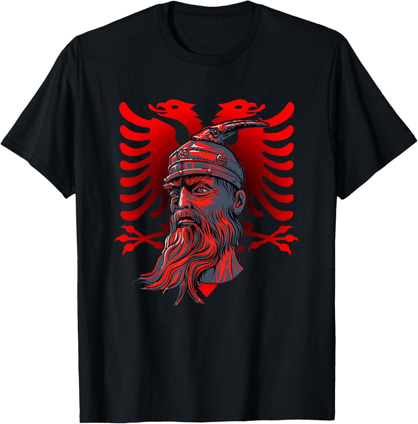 Skanderbeg Albanian National Hero Eagle Kosovo Albanian T-Shirt - T-Shirt | Black
