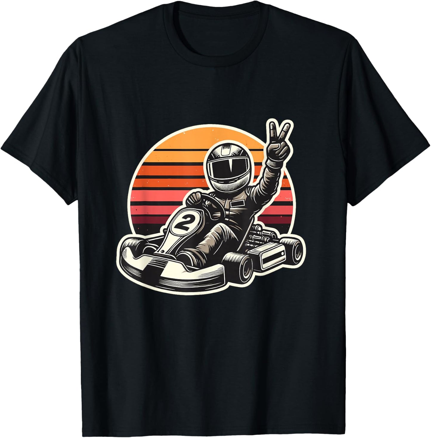 Funny Retro Sunset Karting Go Kart Racing T-Shirt - T-Shirt | Black