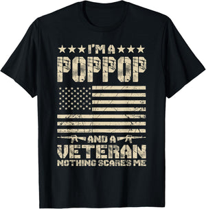 I'm a Poppop and a Veteran Nothing Scares Me Proud US Army T-Shirt - T-Shirt | Black