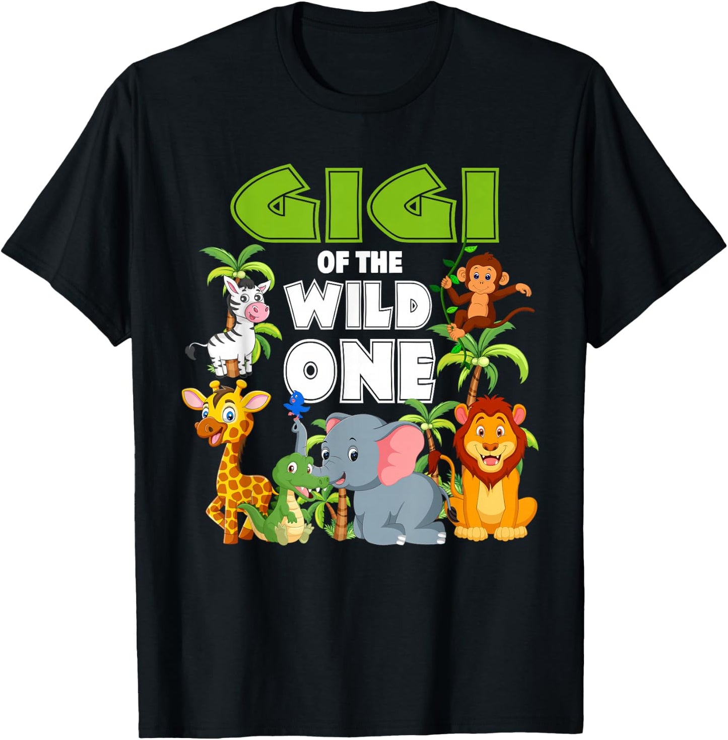 Gigi of The Wild One Zoo Birthday Safari Jungle Animal T-Shirt - T-Shirt | Black