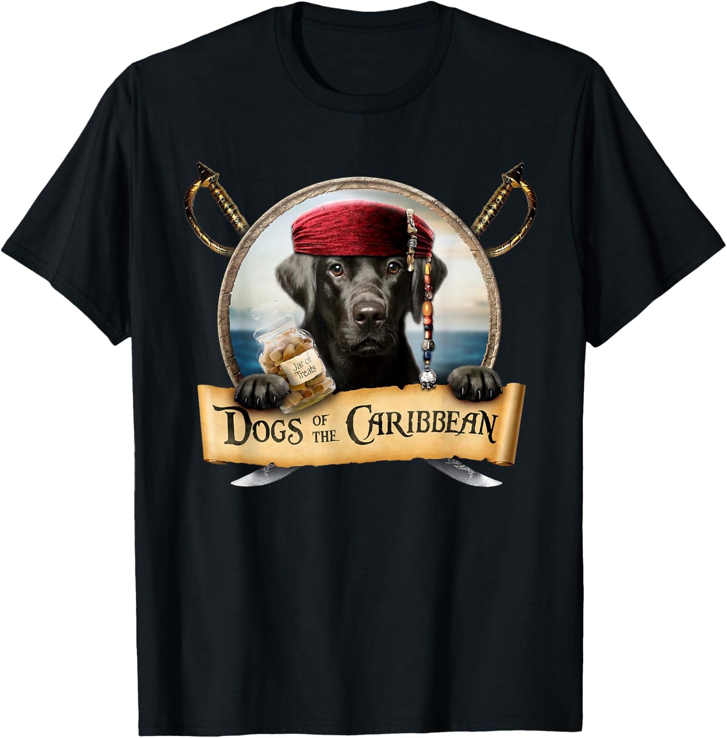 Dogs of the Caribbean - Cute Black Labrador Pirate T-Shirt - T-Shirt | Black