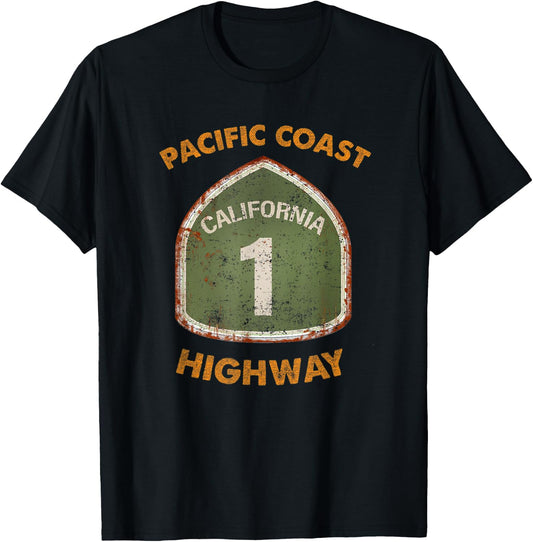 Pacific Coast Highway Route 1 Cali Gift California Souvenir T-Shirt - T-Shirt | Black