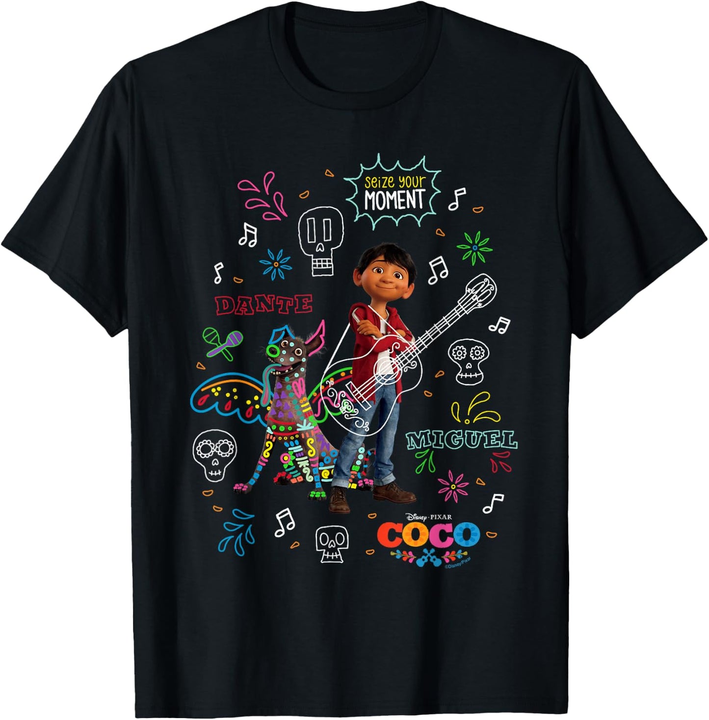 Disney and Pixar's Coco Miguel and Dante Seize Your Moment T-Shirt - T-Shirt | Black