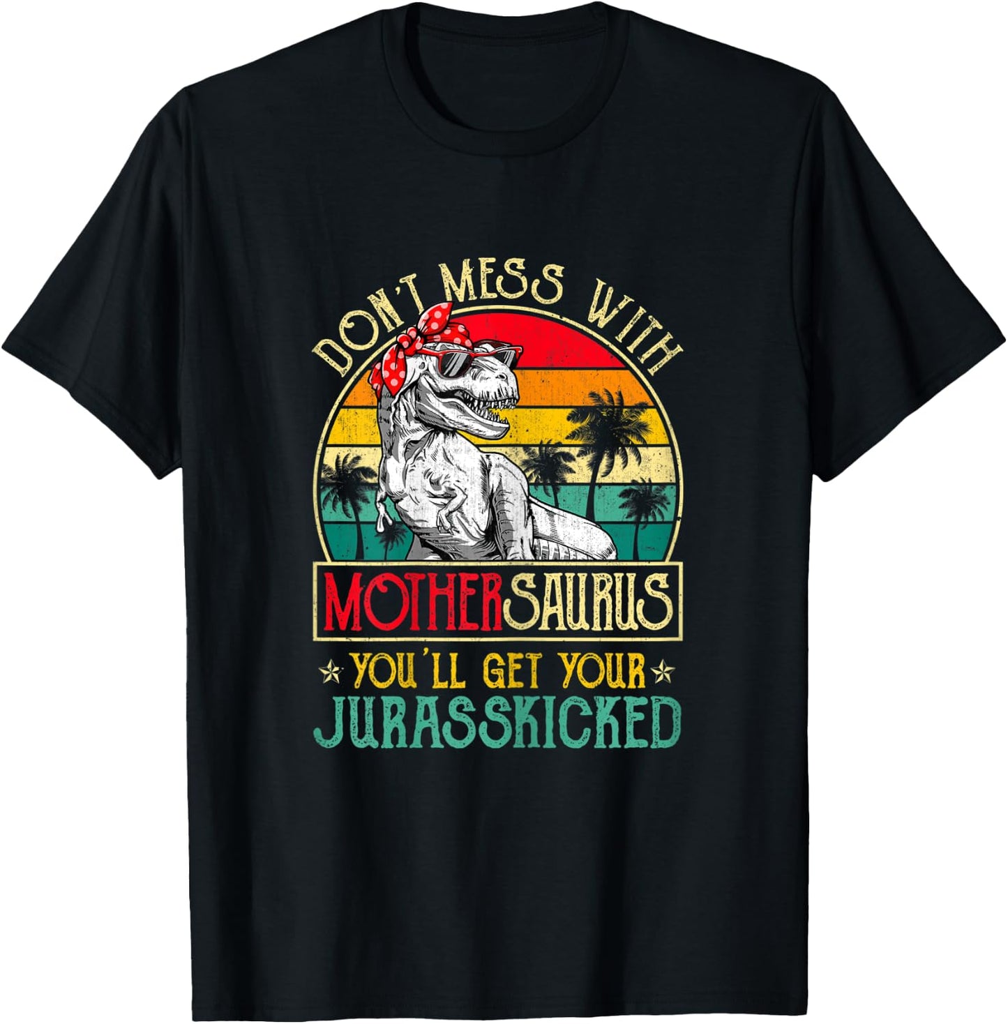 Vintage Mothersaurus Retro Dinosaurs Lover Mother's Day T-Shirt - T-Shirt | Black
