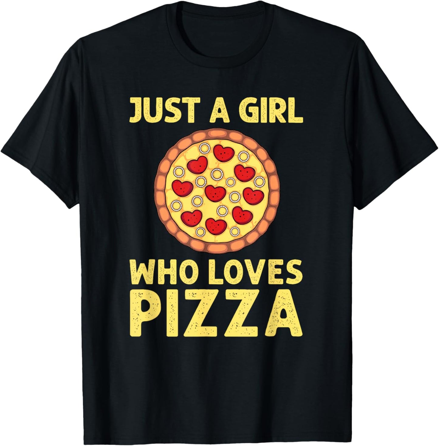 Funny Girls Pizza Lovers Gift Women Kids Cool Pizza Love T-Shirt - T-Shirt | Black
