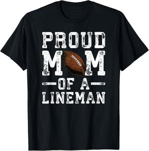 Women's Proud Mom of A Lineman Football T-Shirt - T-Shirt | Black