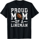 Women's Proud Mom of A Lineman Football T-Shirt - T-Shirt | Black